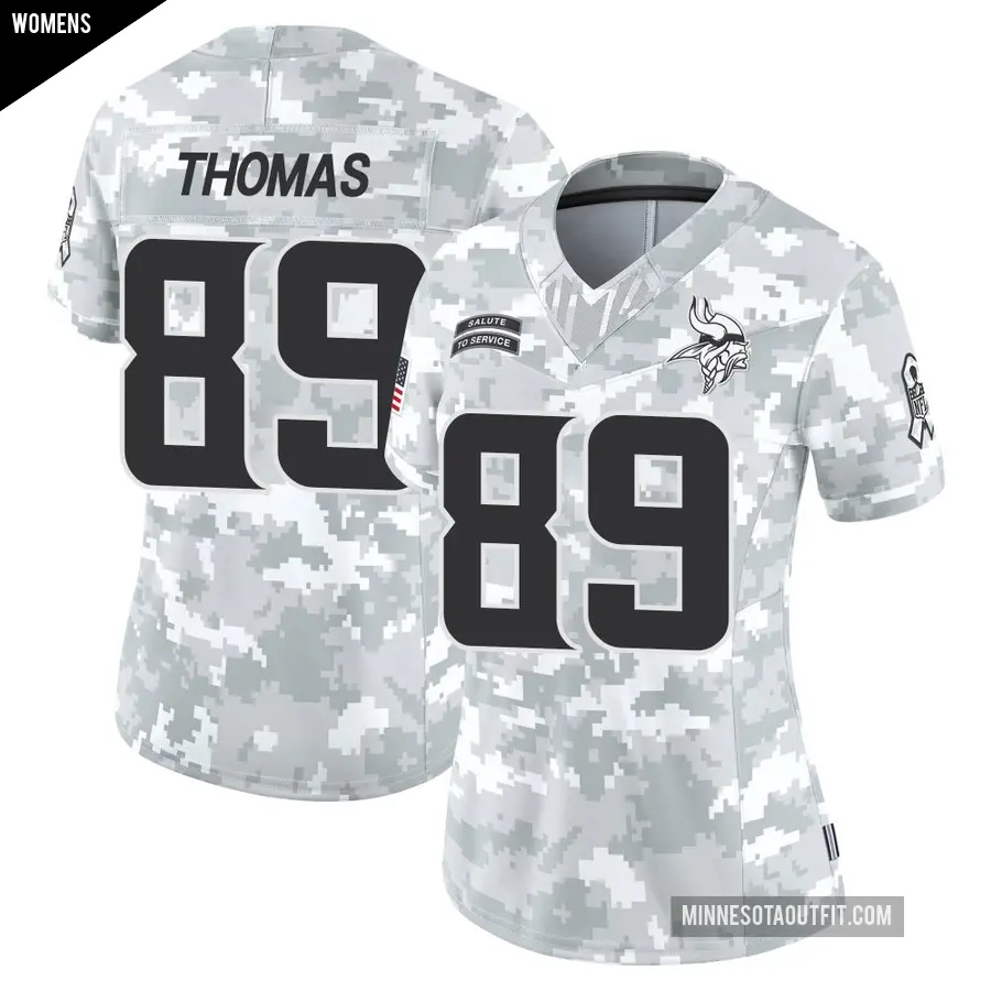 Women's Minnesota Vikings ＃89 Thayer Thomas Arctic Camo Limited 2024 Salute to Service Jersey