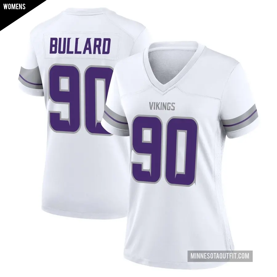 Women's Minnesota Vikings ＃90 Jonathan Bullard White Game Alternate Jersey
