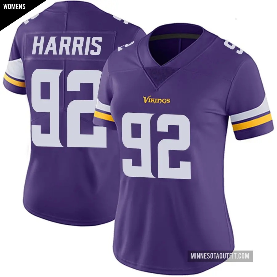Women's Minnesota Vikings ＃92 Jonathan Harris Purple Limited Team Color Vapor Untouchable Jersey