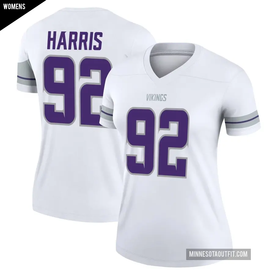Women's Minnesota Vikings ＃92 Jonathan Harris White Legend Alternate Jersey