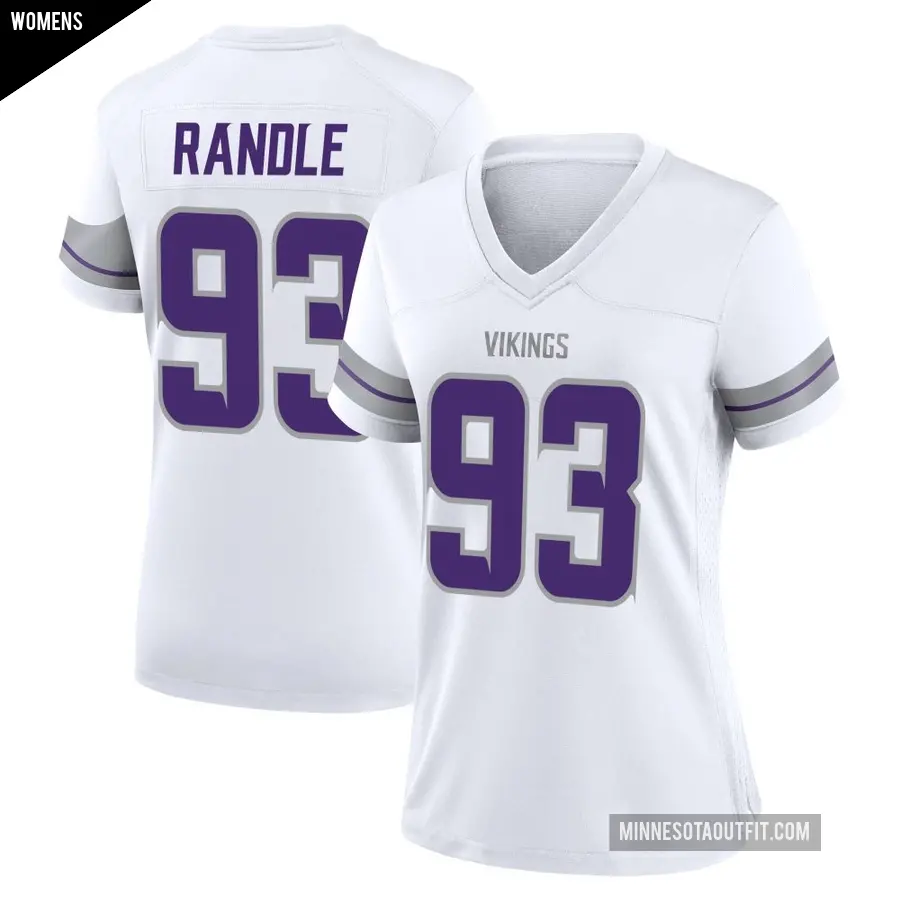Women's Minnesota Vikings ＃93 John Randle White Game Alternate Jersey