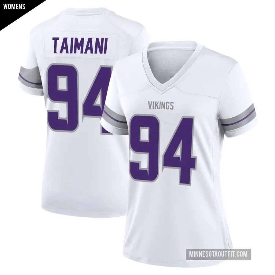 Women's Minnesota Vikings ＃94 Taki Taimani White Game Alternate Jersey