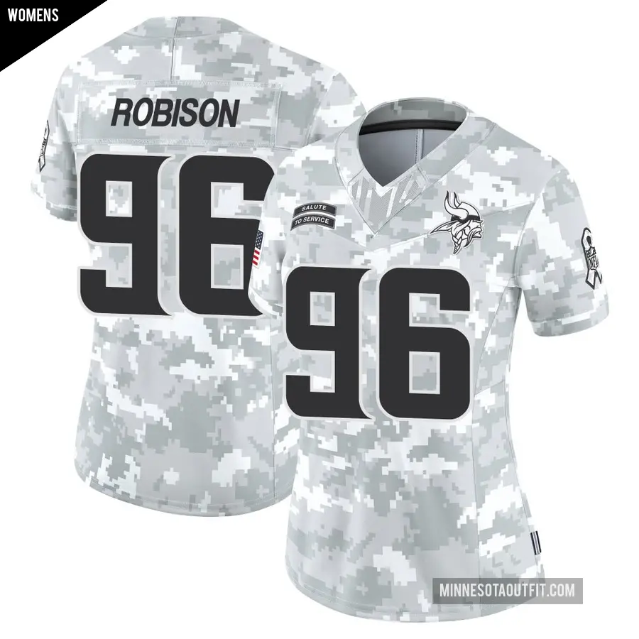 Women's Minnesota Vikings ＃96 Brian Robison Arctic Camo Limited 2024 Salute to Service Jersey