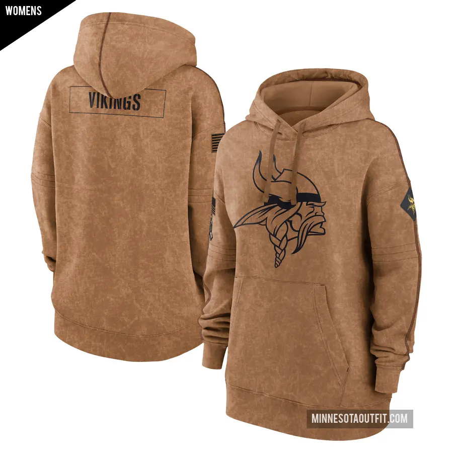 Women's Minnesota Vikings Brown 2023 Salute to Service Pullover Hoodie