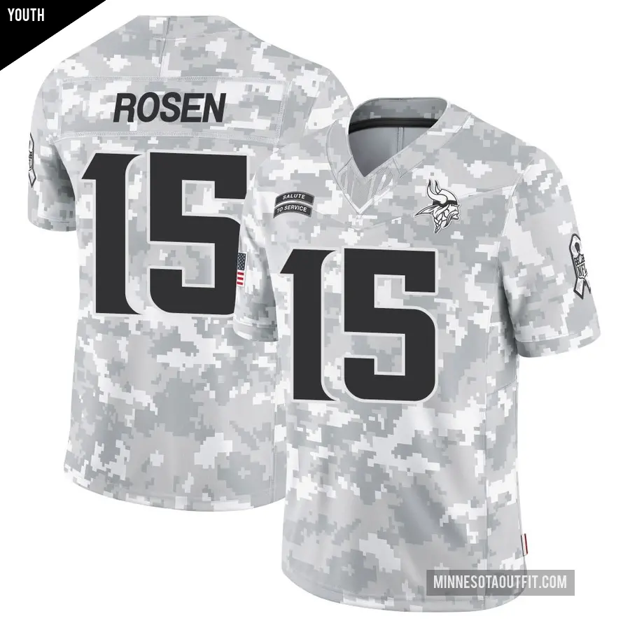 Youth Minnesota Vikings ＃15 Josh Rosen Arctic Camo Limited 2024 Salute to Service Jersey