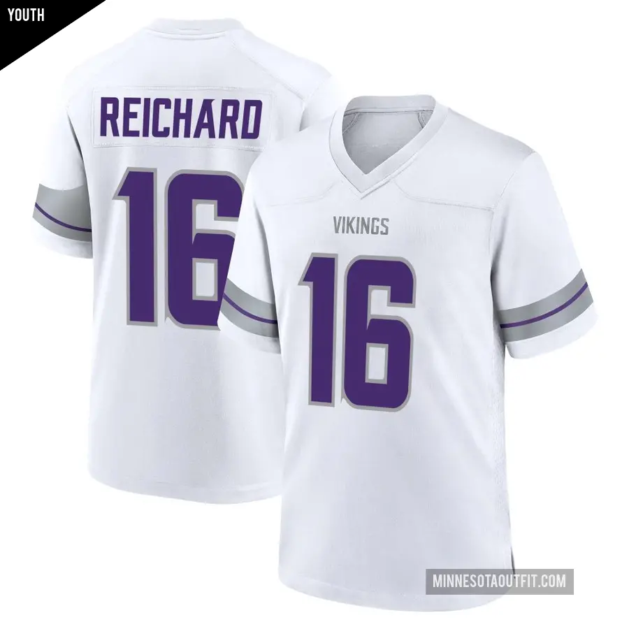 Youth Minnesota Vikings ＃16 Will Reichard White Game Alternate Jersey