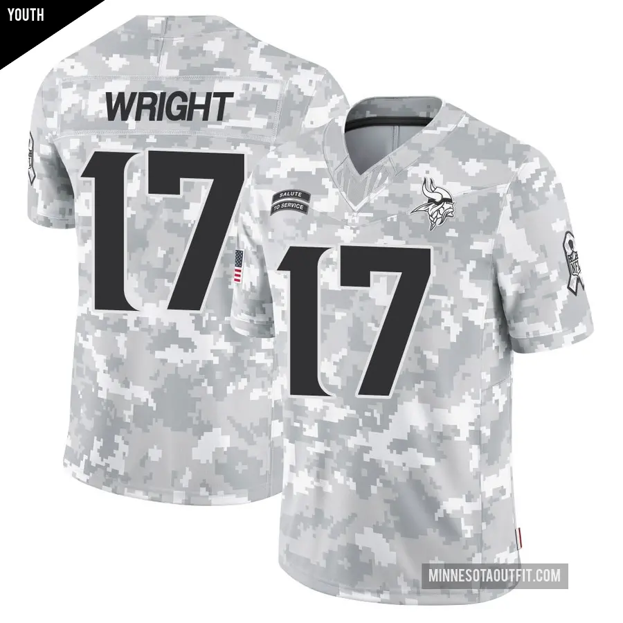 Youth Minnesota Vikings ＃17 Ryan Wright Arctic Camo Limited 2024 Salute to Service Jersey