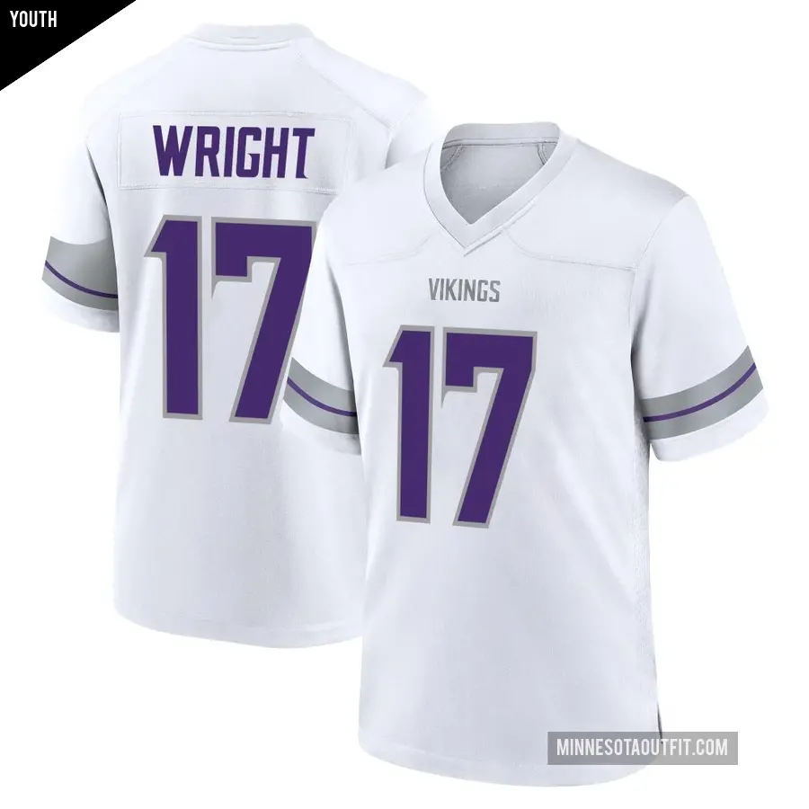 Youth Minnesota Vikings ＃17 Ryan Wright White Game Alternate Jersey