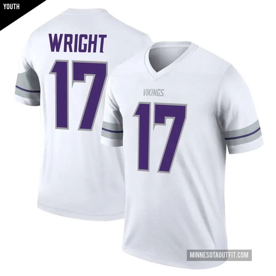 Youth Minnesota Vikings ＃17 Ryan Wright White Legend Alternate Jersey