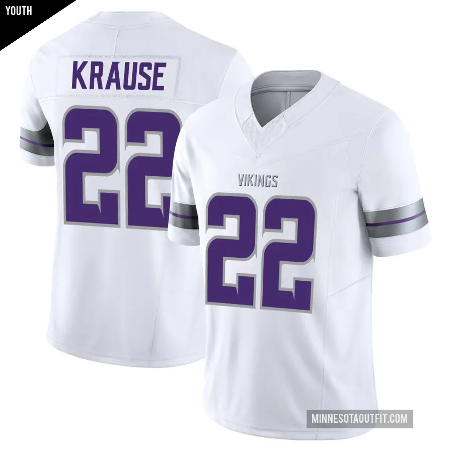 Youth Minnesota Vikings ＃22 Paul Krause White Limited Alternate Vapor F.U.S.E. Jersey