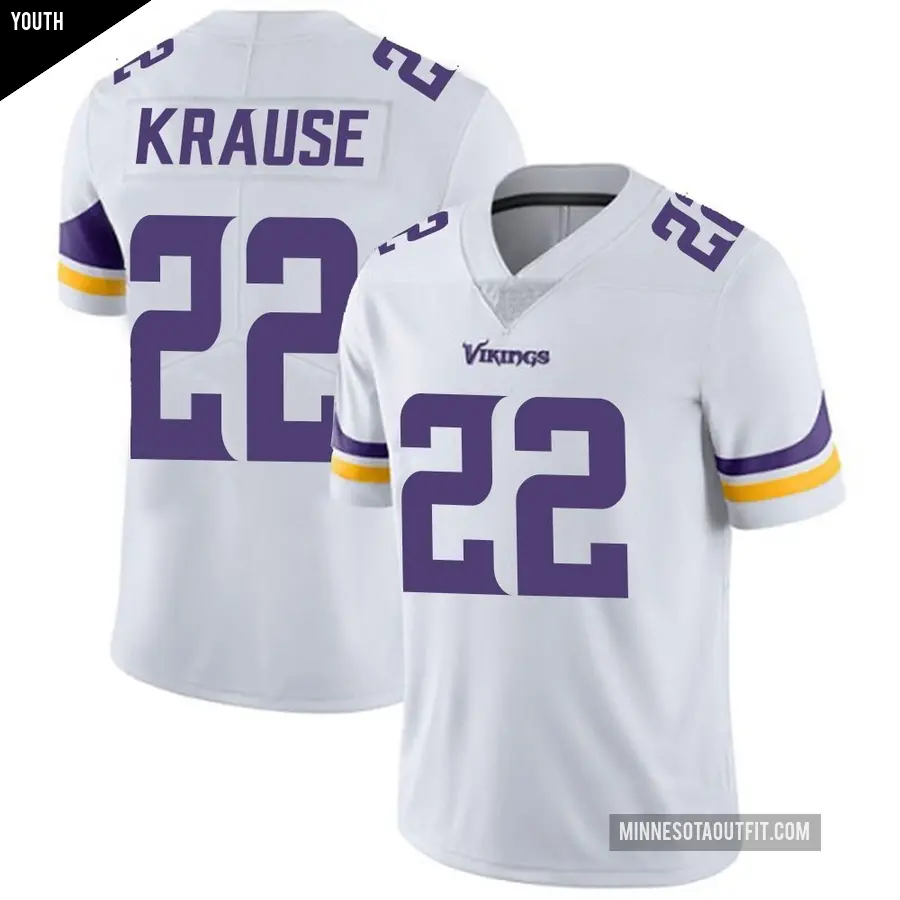 Youth Minnesota Vikings ＃22 Paul Krause White Limited Vapor Untouchable Jersey