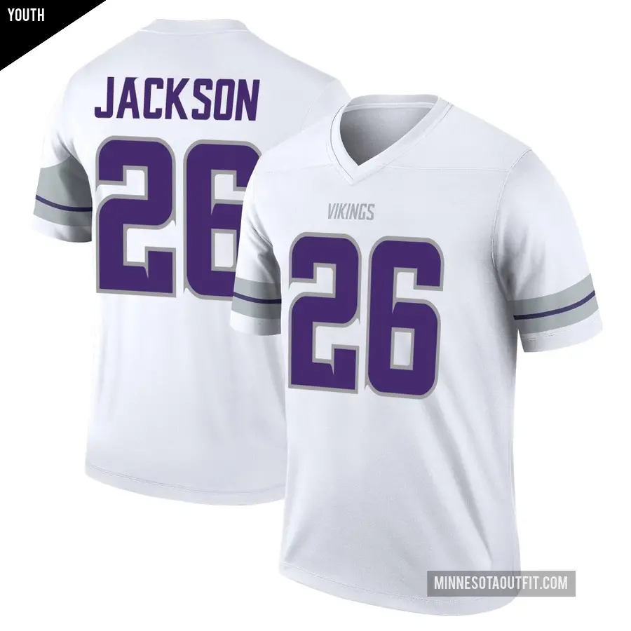 Youth Minnesota Vikings ＃26 Theo Jackson White Legend Alternate Jersey