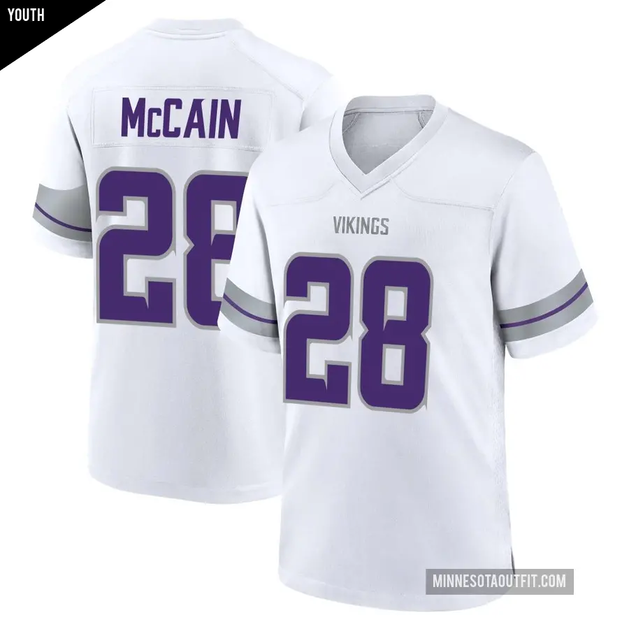 Youth Minnesota Vikings ＃28 Bobby McCain White Game Alternate Jersey