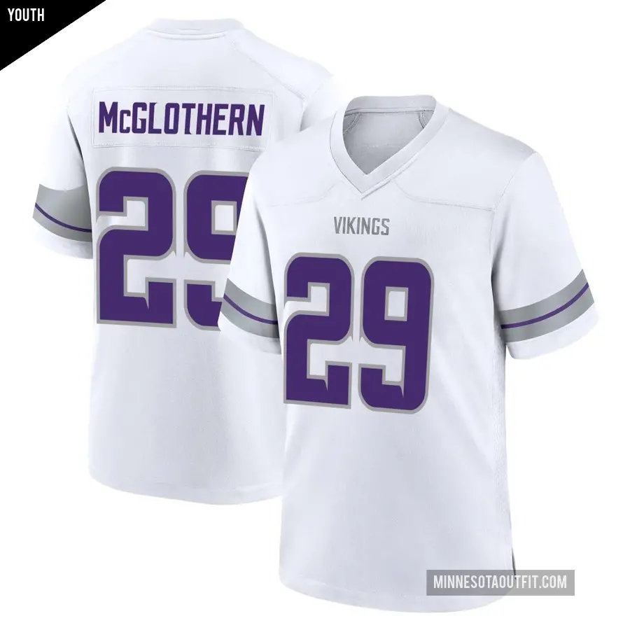 Youth Minnesota Vikings ＃29 Dwight McGlothern White Game Alternate Jersey