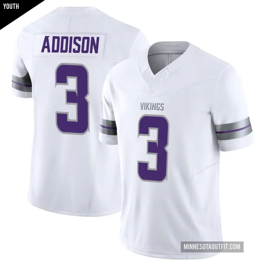 Youth Minnesota Vikings ＃3 Jordan Addison White Limited Alternate Vapor F.U.S.E. Jersey