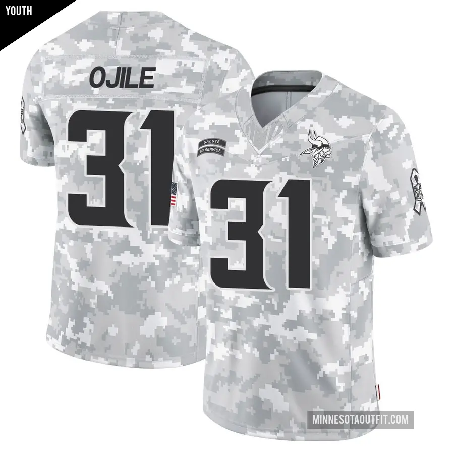 Youth Minnesota Vikings ＃31 Zach Ojile Arctic Camo Limited 2024 Salute to Service Jersey
