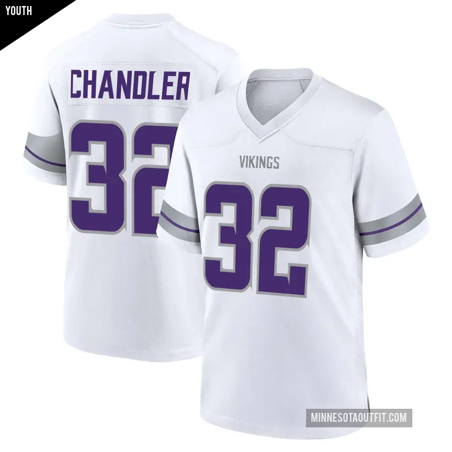 Youth Minnesota Vikings ＃32 Ty Chandler White Game Alternate Jersey