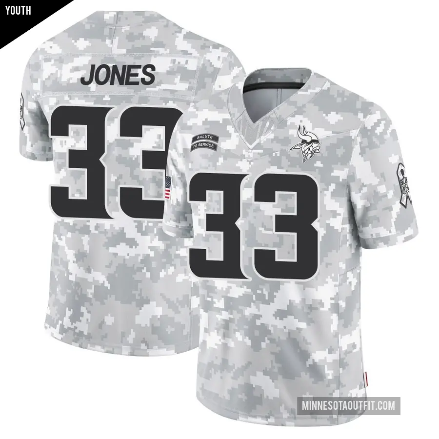 Youth Minnesota Vikings ＃33 Aaron Jones Arctic Camo Limited 2024 Salute to Service Jersey