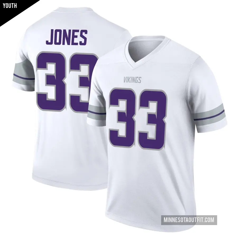 Youth Minnesota Vikings ＃33 Aaron Jones White Legend Alternate Jersey
