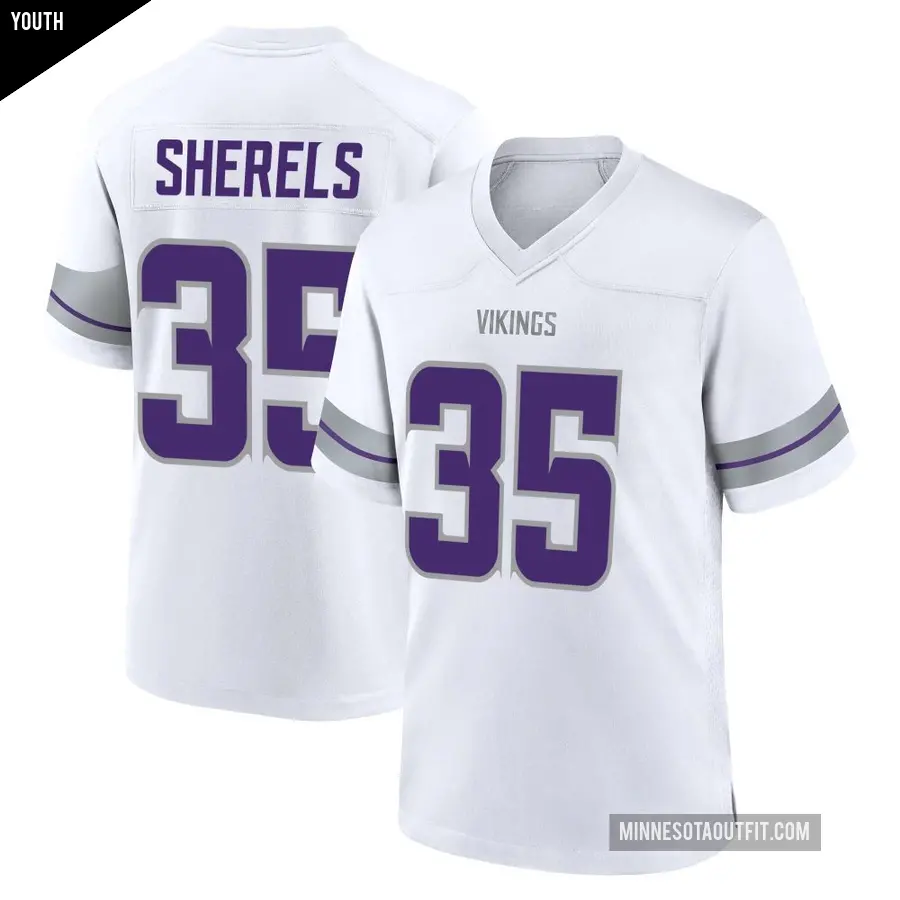Youth Minnesota Vikings ＃35 Marcus Sherels White Game Alternate Jersey