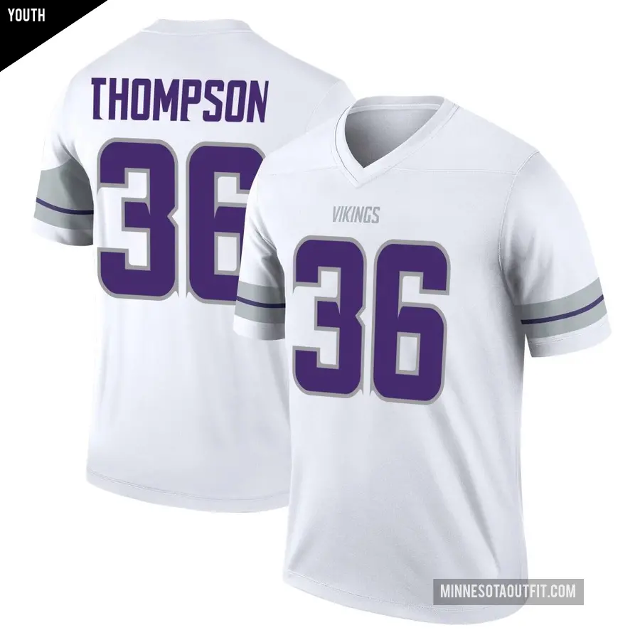 Youth Minnesota Vikings ＃36 NaJee Thompson White Legend Alternate Jersey