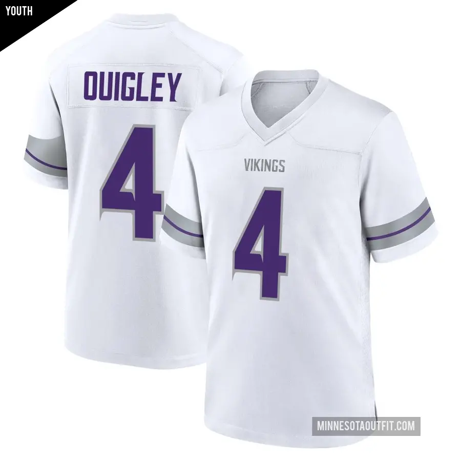 Youth Minnesota Vikings ＃4 Ryan Quigley White Game Alternate Jersey