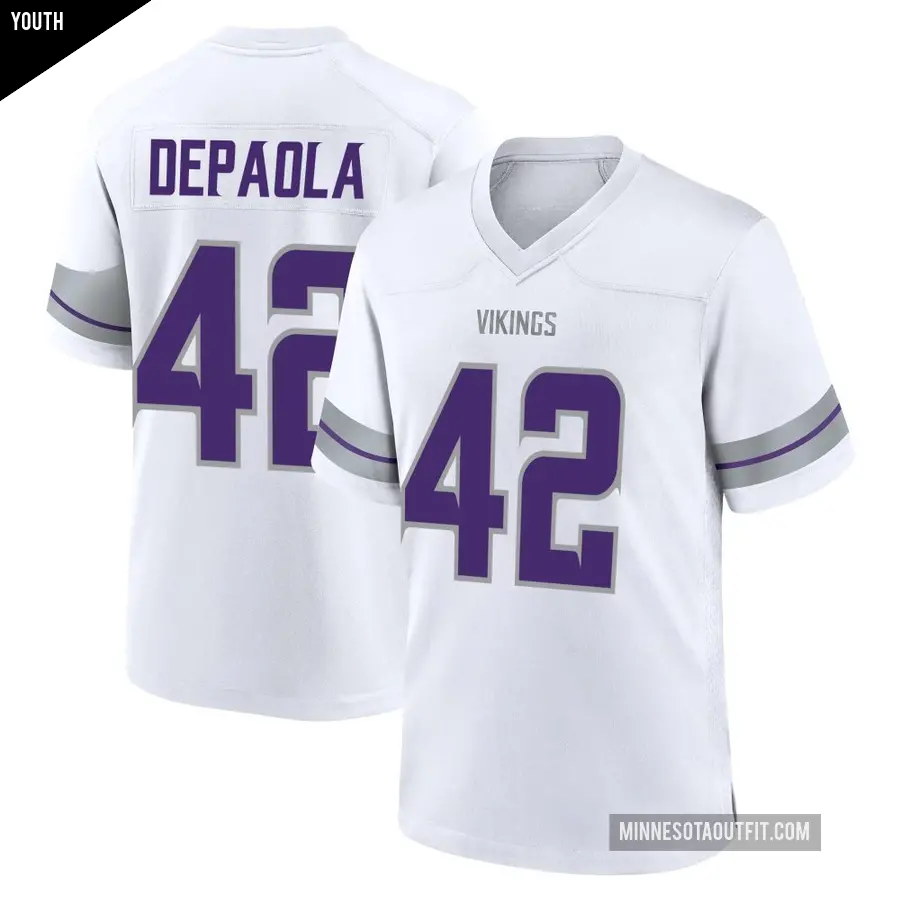 Youth Minnesota Vikings ＃42 Andrew DePaola White Game Alternate Jersey
