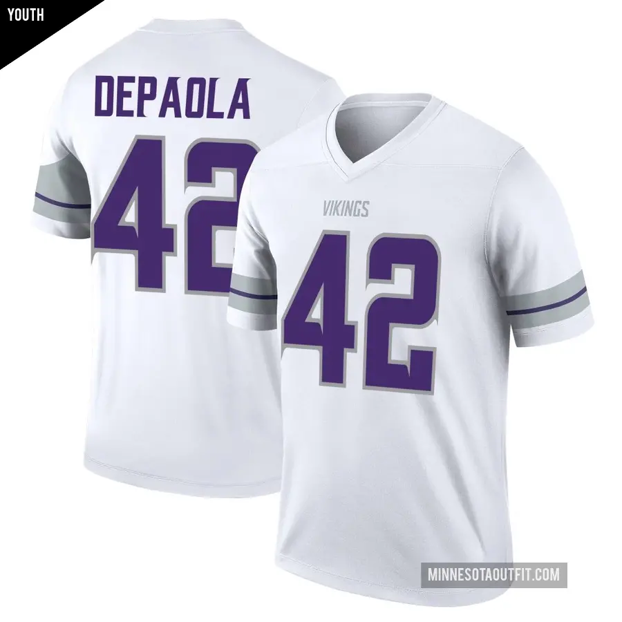 Youth Minnesota Vikings ＃42 Andrew DePaola White Legend Alternate Jersey