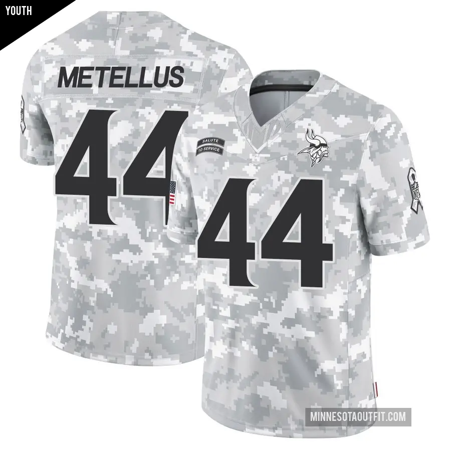 Youth Minnesota Vikings ＃44 Josh Metellus Arctic Camo Limited 2024 Salute to Service Jersey