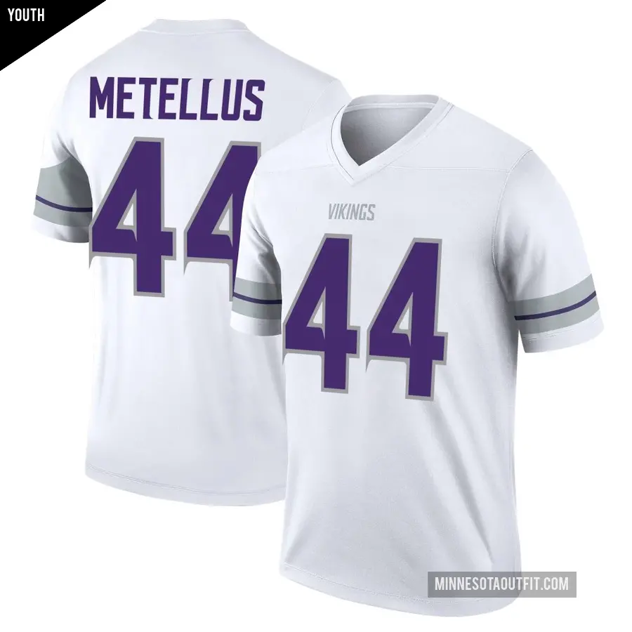 Youth Minnesota Vikings ＃44 Josh Metellus White Legend Alternate Jersey