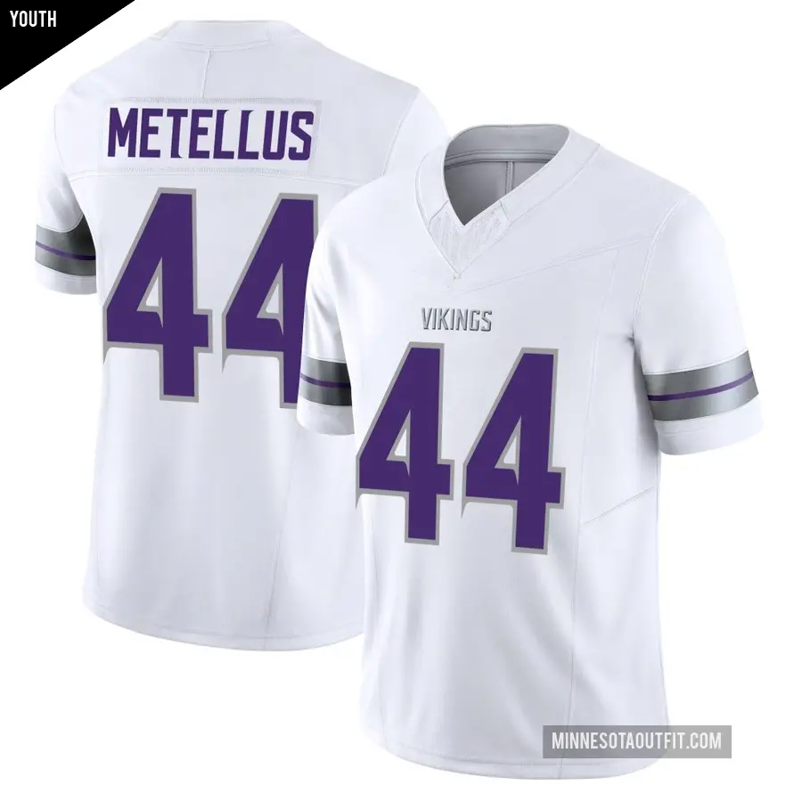 Youth Minnesota Vikings ＃44 Josh Metellus White Limited Alternate Vapor F.U.S.E. Jersey