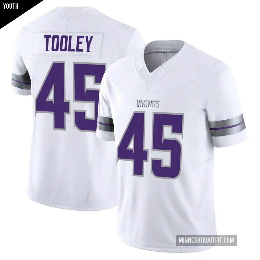 Youth Minnesota Vikings ＃45 Max Tooley White Limited Alternate Vapor F.U.S.E. Jersey