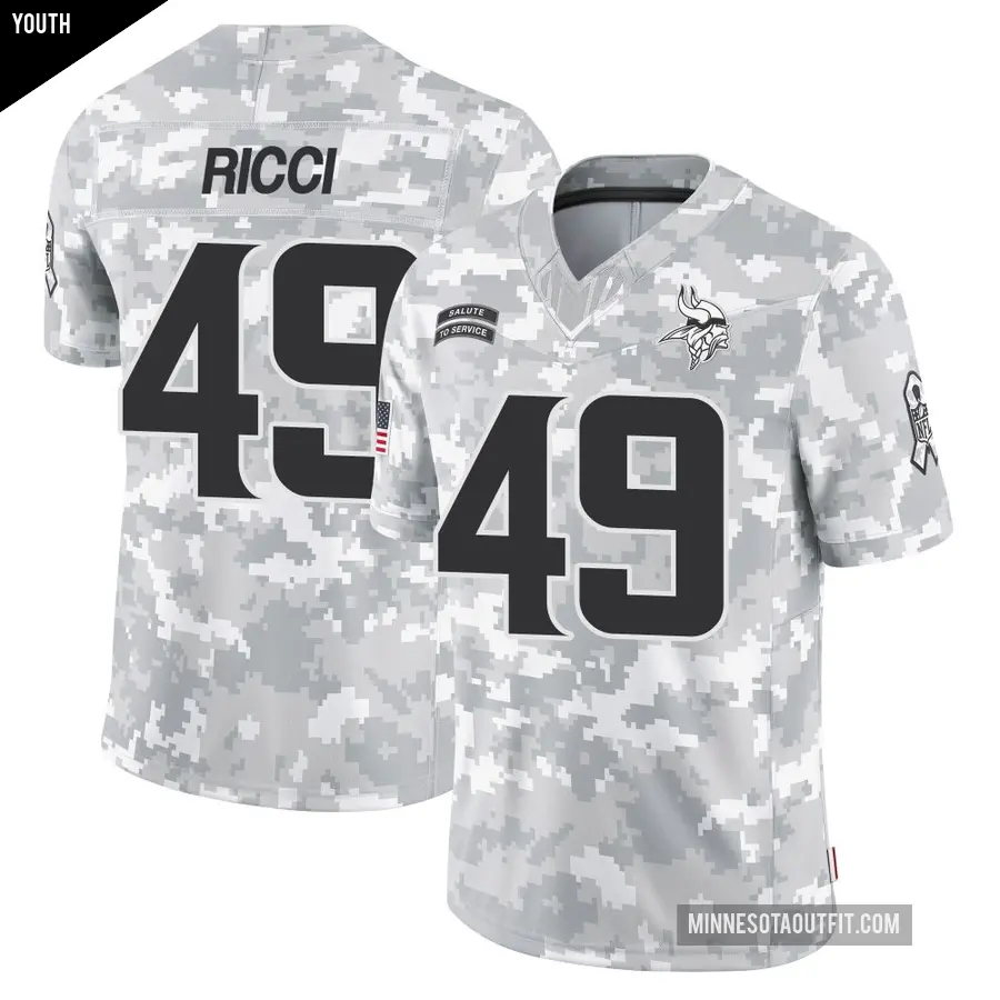 Youth Minnesota Vikings ＃49 Giovanni Ricci Arctic Camo Limited 2024 Salute to Service Jersey