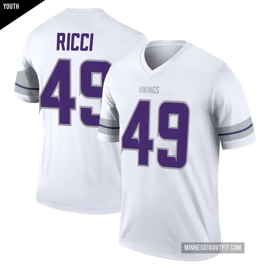 Youth Minnesota Vikings ＃49 Giovanni Ricci White Legend Alternate Jersey