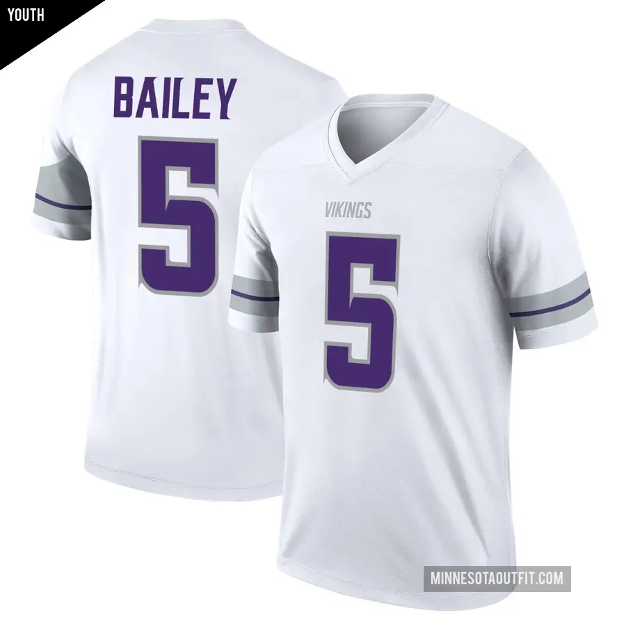 Youth Minnesota Vikings ＃5 Dan Bailey White Legend Alternate Jersey
