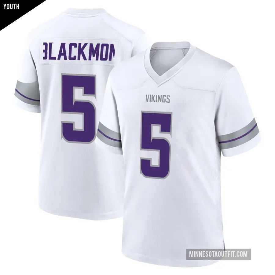 Youth Minnesota Vikings ＃5 Mekhi Blackmon White Game Alternate Jersey