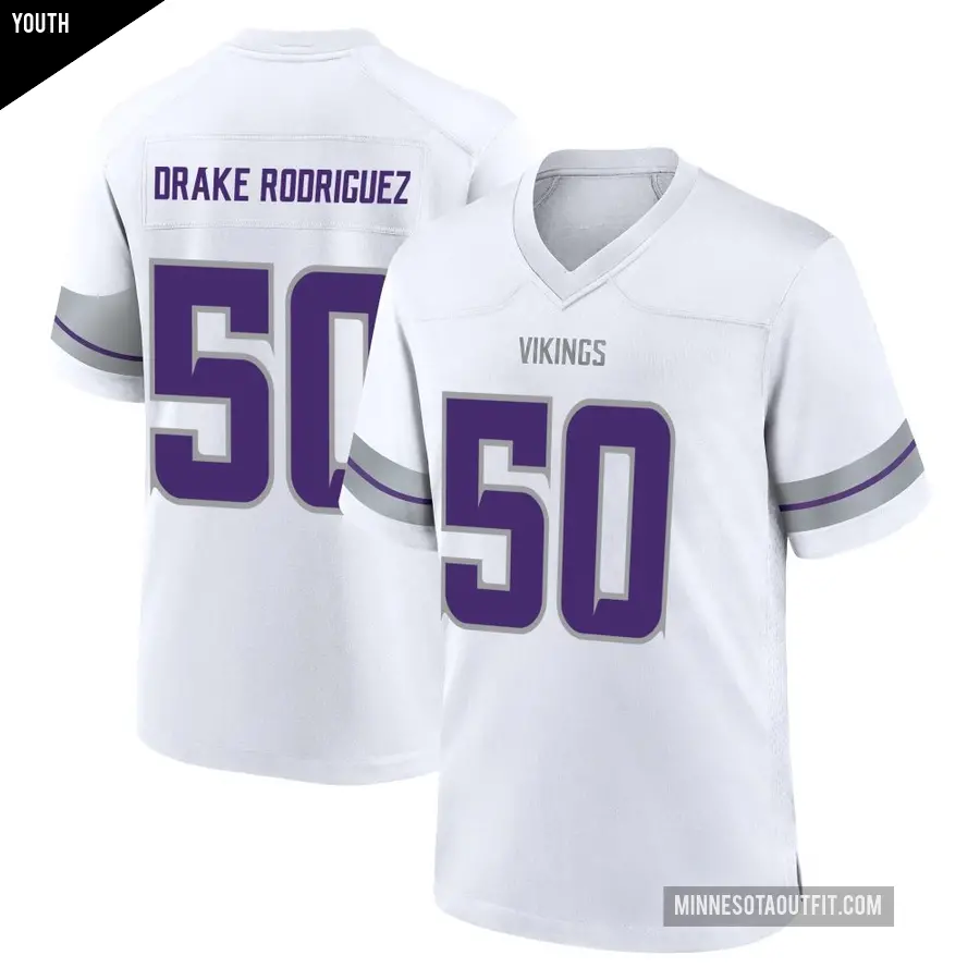 Youth Minnesota Vikings ＃50 Levi Drake Rodriguez White Game Alternate Jersey