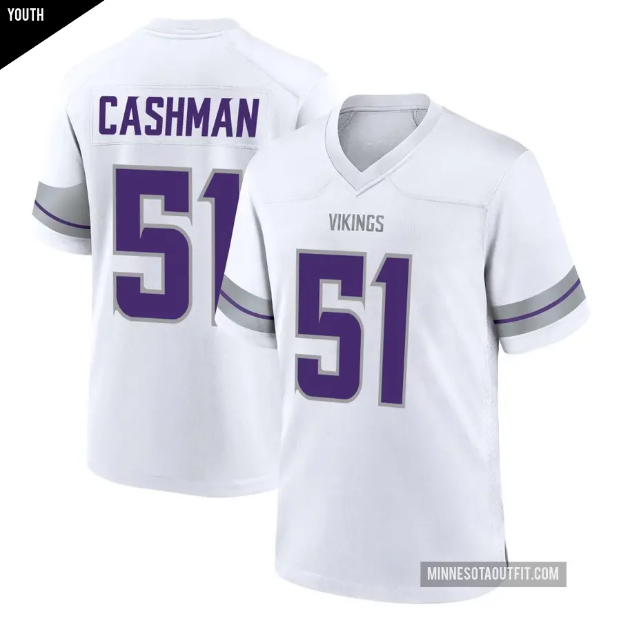 Youth Minnesota Vikings ＃51 Blake Cashman White Game Alternate Jersey
