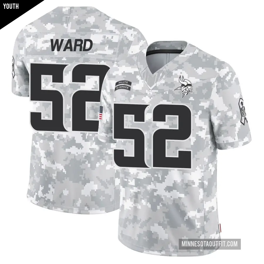 Youth Minnesota Vikings ＃52 Jihad Ward Arctic Camo Limited 2024 Salute to Service Jersey