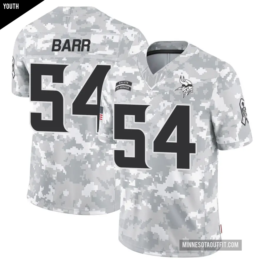Youth Minnesota Vikings ＃54 Anthony Barr Arctic Camo Limited 2024 Salute to Service Jersey