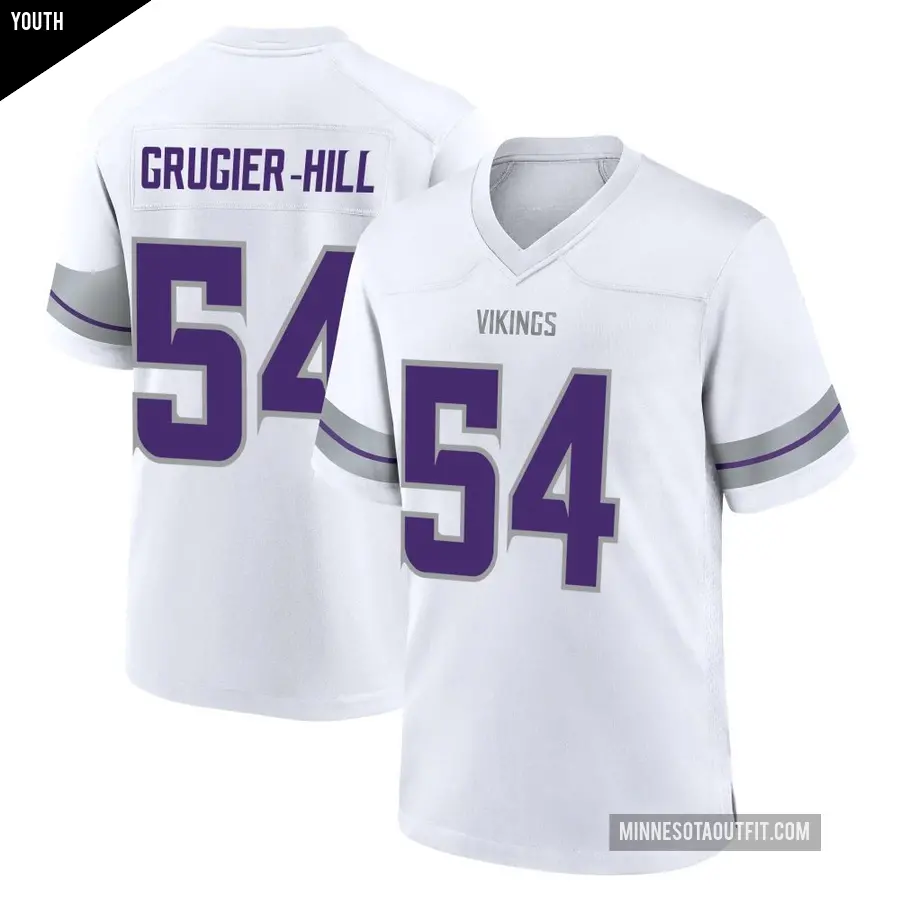 Youth Minnesota Vikings ＃54 Kamu Grugier-Hill White Game Alternate Jersey