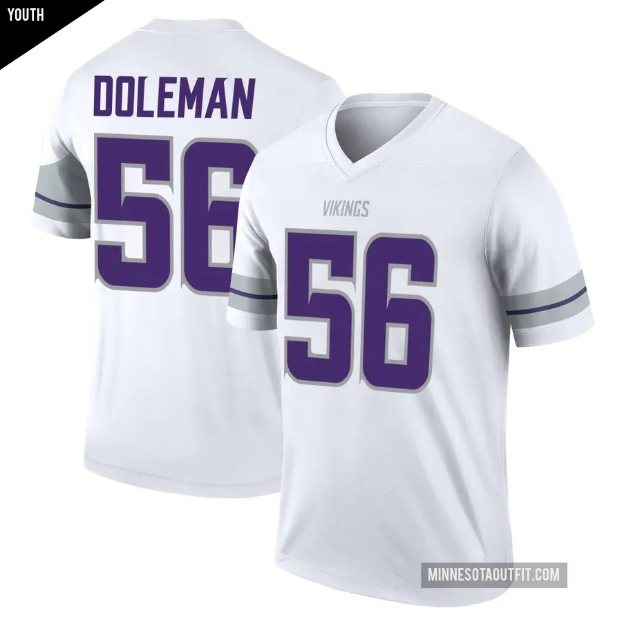 Youth Minnesota Vikings ＃56 Chris Doleman White Legend Alternate Jersey