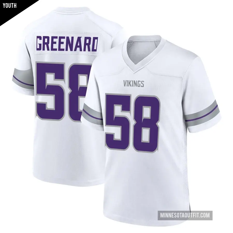 Youth Minnesota Vikings ＃58 Jonathan Greenard White Game Alternate Jersey