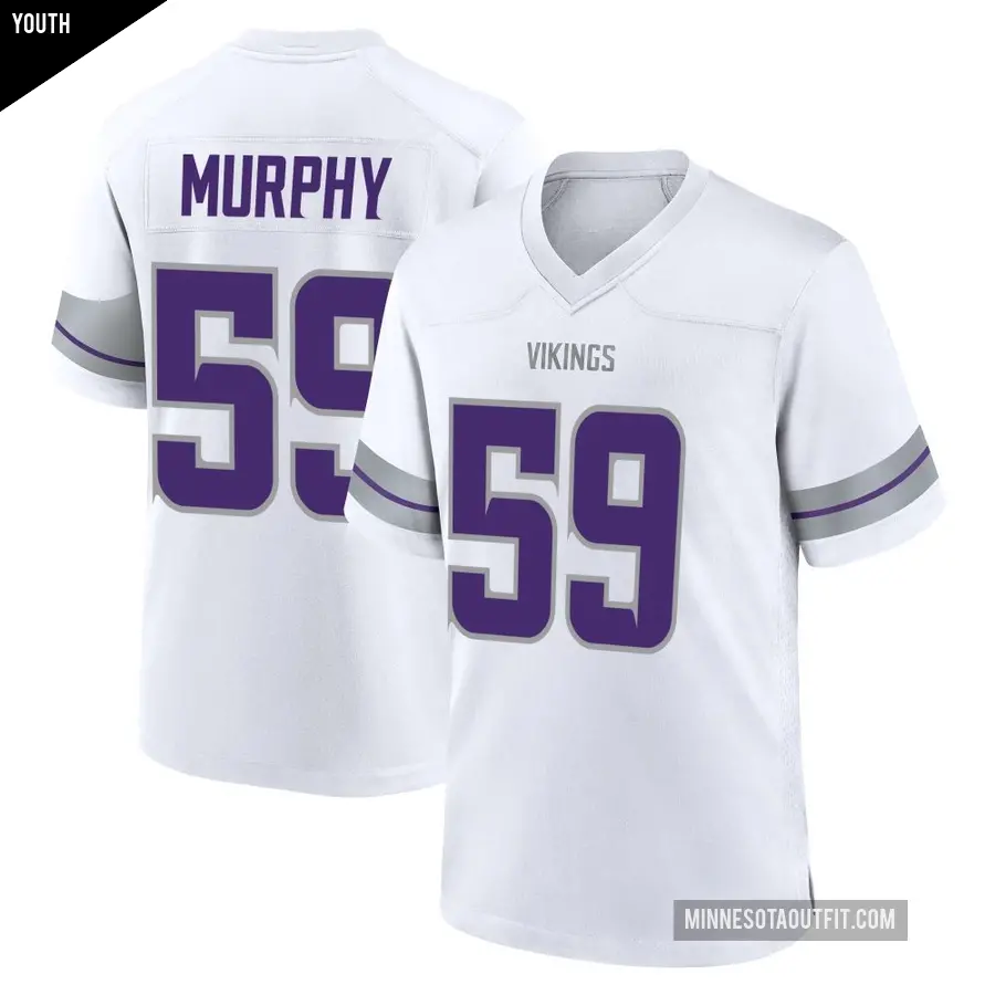 Youth Minnesota Vikings ＃59 Gabriel Murphy White Game Alternate Jersey