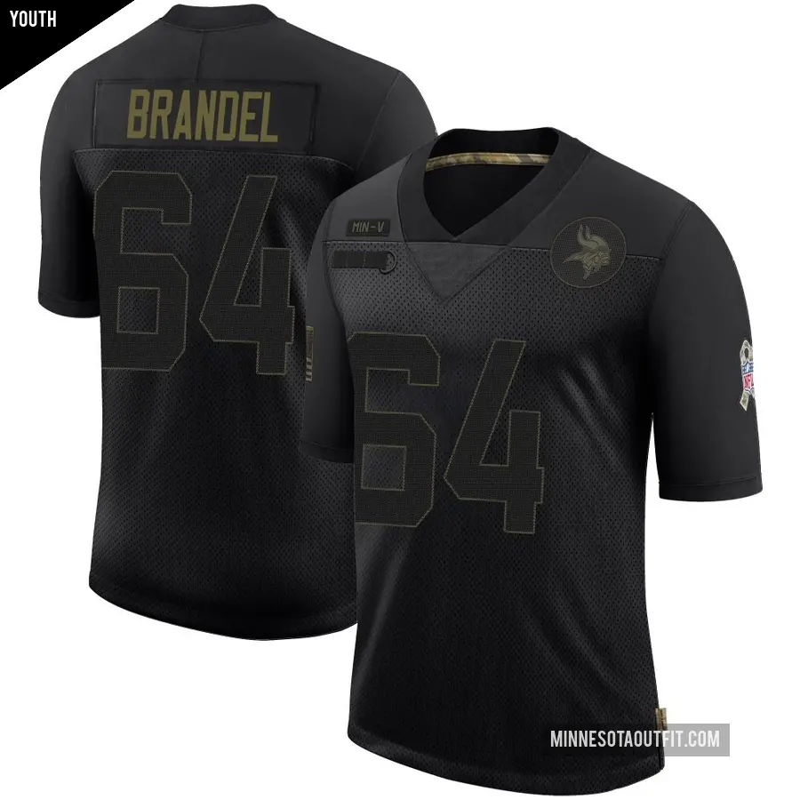 Youth Minnesota Vikings ＃64 Blake Brandel Black Limited 2020 Salute To Service Jersey