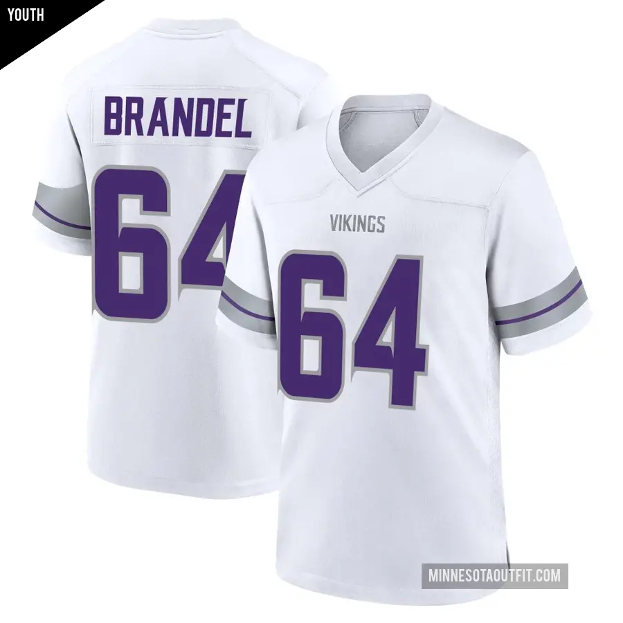 Youth Minnesota Vikings ＃64 Blake Brandel White Game Alternate Jersey