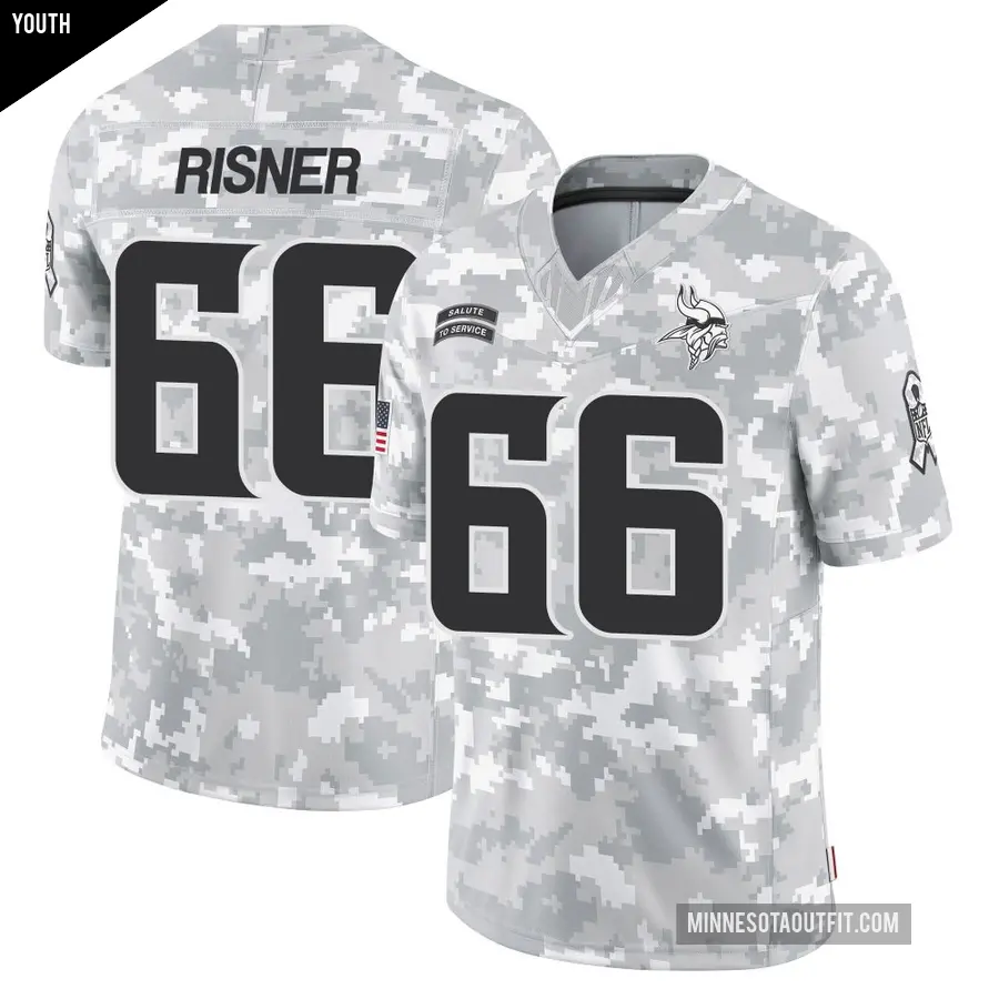 Youth Minnesota Vikings ＃66 Dalton Risner Arctic Camo Limited 2024 Salute to Service Jersey