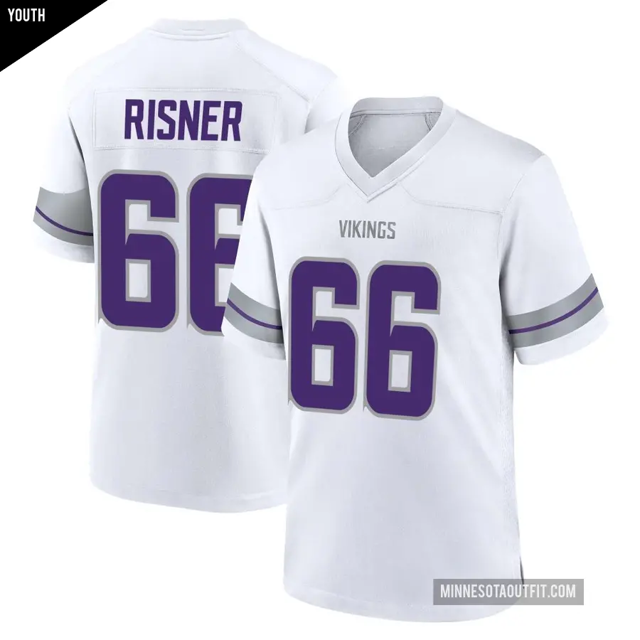 Youth Minnesota Vikings ＃66 Dalton Risner White Game Alternate Jersey