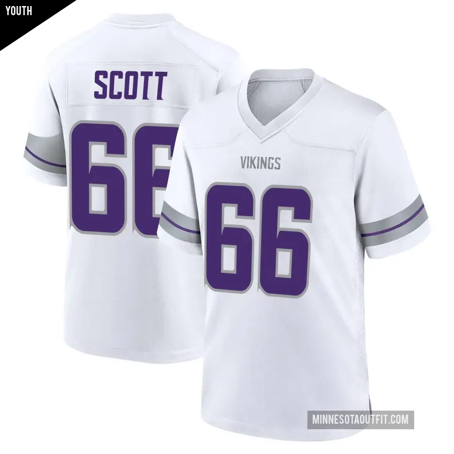 Youth Minnesota Vikings ＃66 Jordon Scott White Game Alternate Jersey