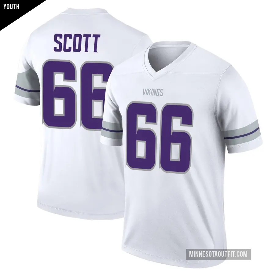 Youth Minnesota Vikings ＃66 Jordon Scott White Legend Alternate Jersey
